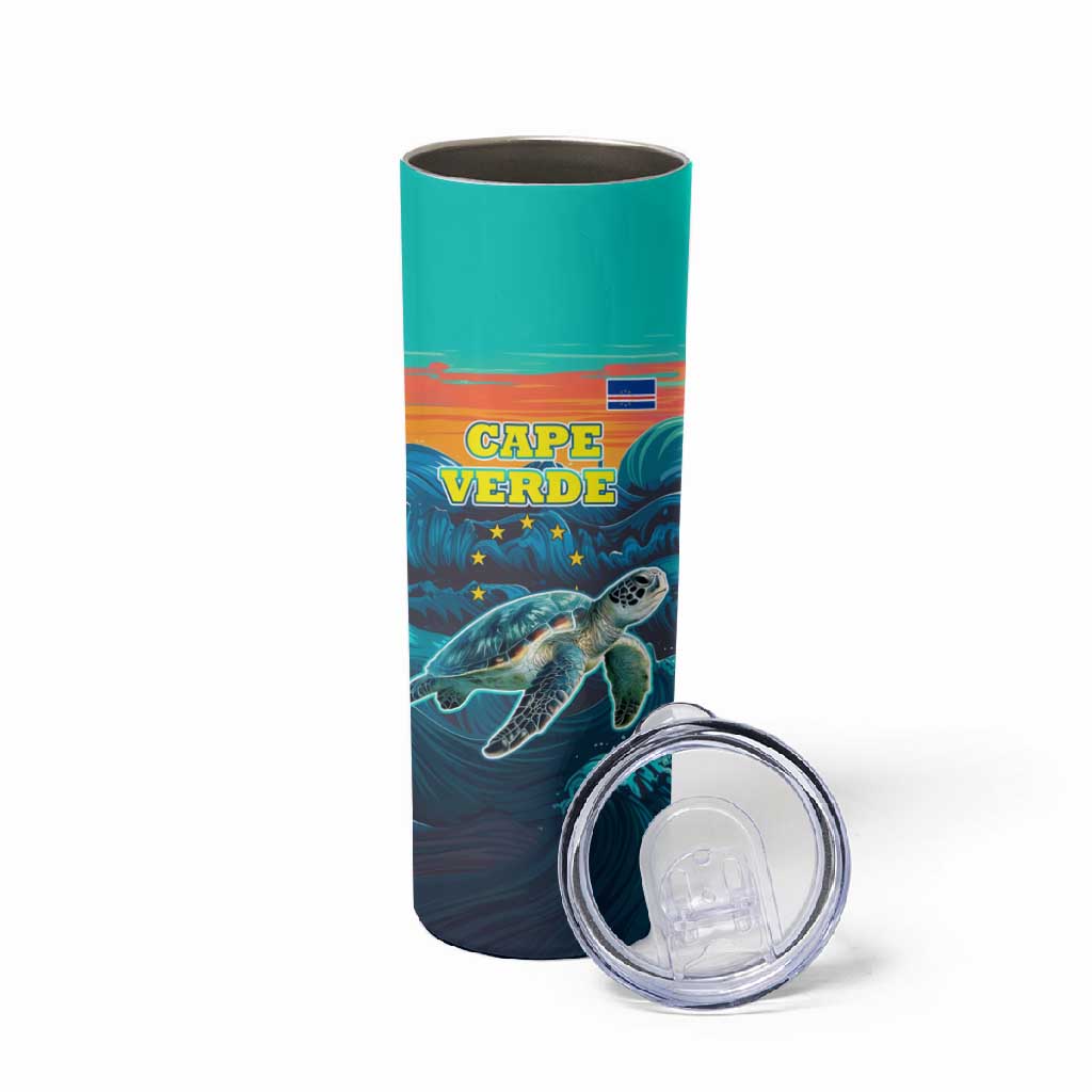 Cape Verde Skinny Tumbler with Loggerhead Sea Turtle Ocean Sunset Spirit TS04