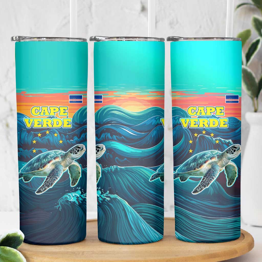 Cape Verde Skinny Tumbler with Loggerhead Sea Turtle Ocean Sunset Spirit TS04