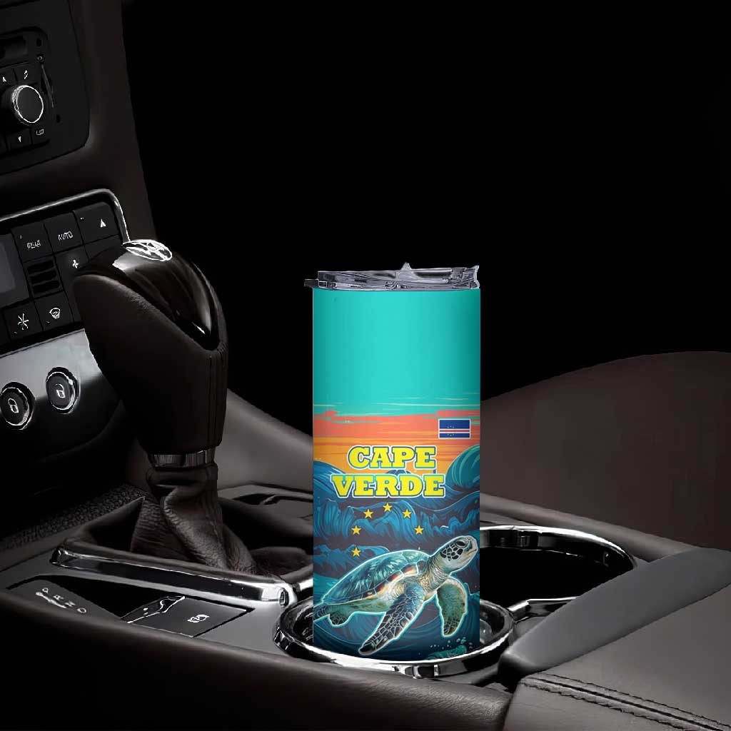 Cape Verde Skinny Tumbler with Loggerhead Sea Turtle Ocean Sunset Spirit TS04