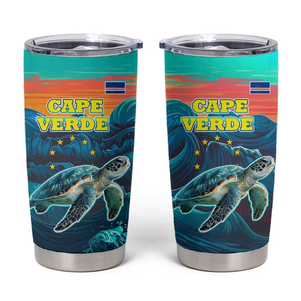 Cape Verde Tumbler Cup with Loggerhead Sea Turtle Ocean Sunset Spirit TS04