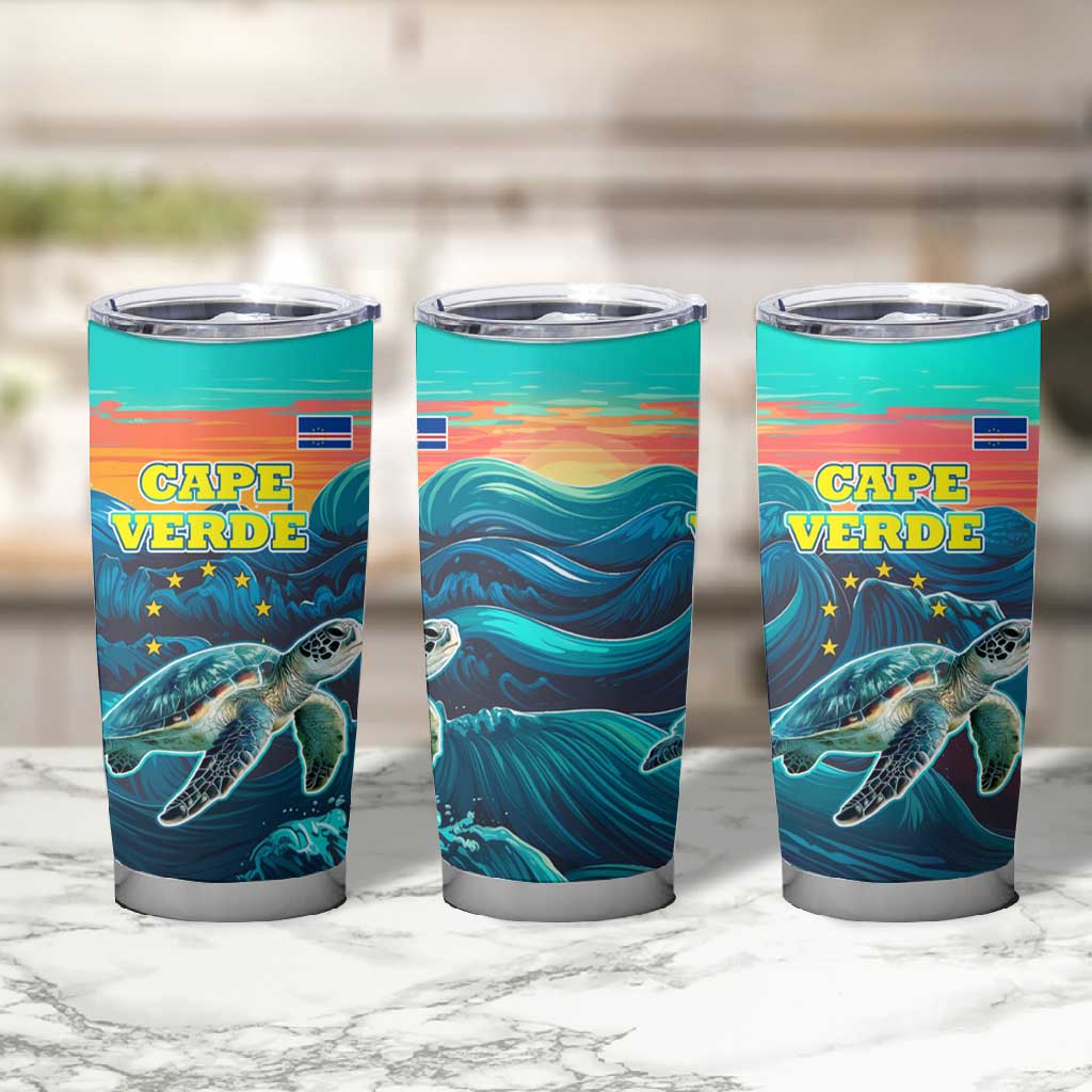 Cape Verde Tumbler Cup with Loggerhead Sea Turtle Ocean Sunset Spirit TS04