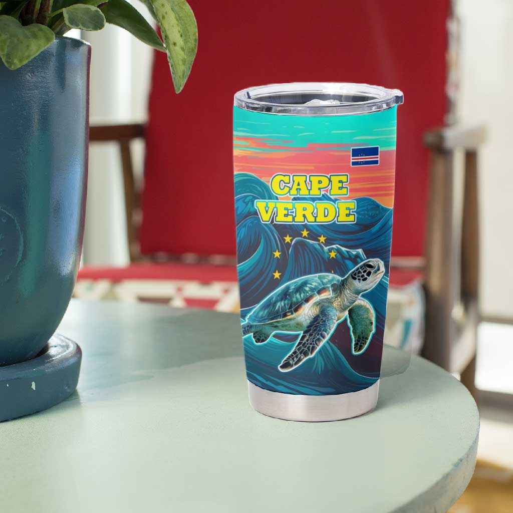 Cape Verde Tumbler Cup with Loggerhead Sea Turtle Ocean Sunset Spirit TS04
