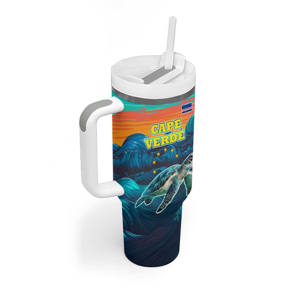 Cape Verde Tumbler With Handle with Loggerhead Sea Turtle Ocean Sunset Spirit TS04