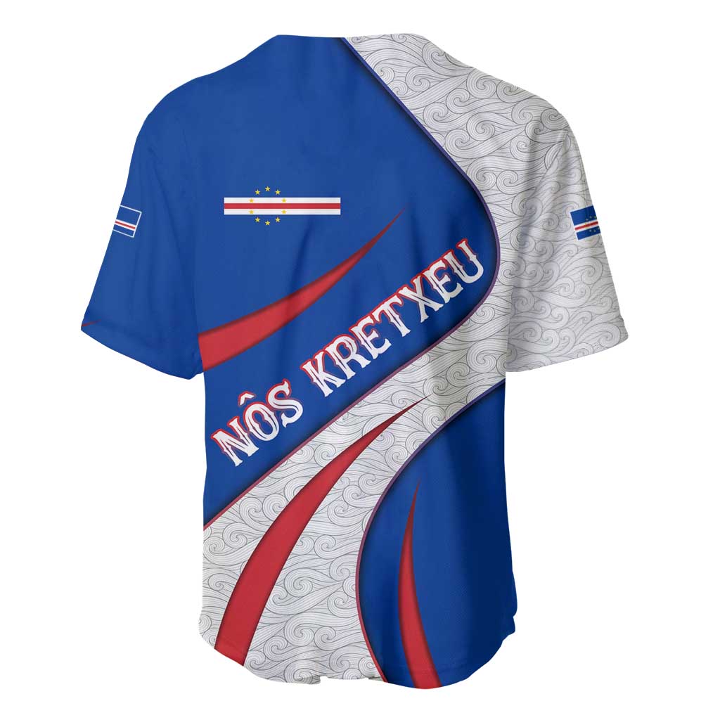 Cape Verde Baseball Jersey with Blue Red Flag Nós Kretxeu Spirit TS04