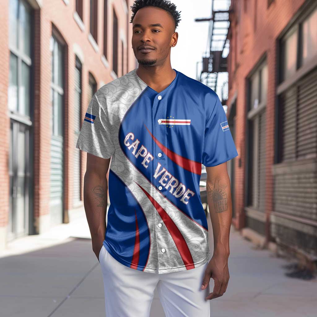 Cape Verde Baseball Jersey with Blue Red Flag Nós Kretxeu Spirit TS04