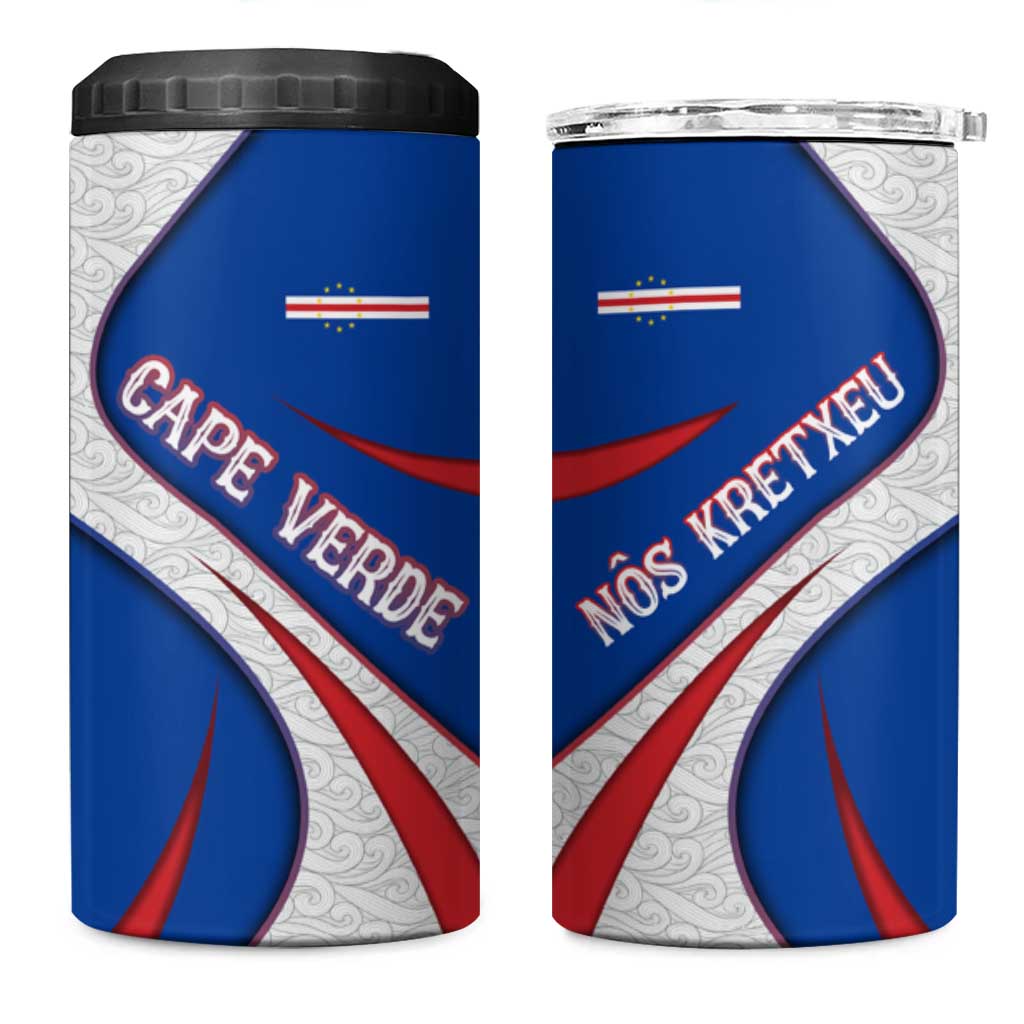 Cape Verde 4 in 1 Can Cooler Tumbler with Blue Red Flag Nós Kretxeu Spirit TS04