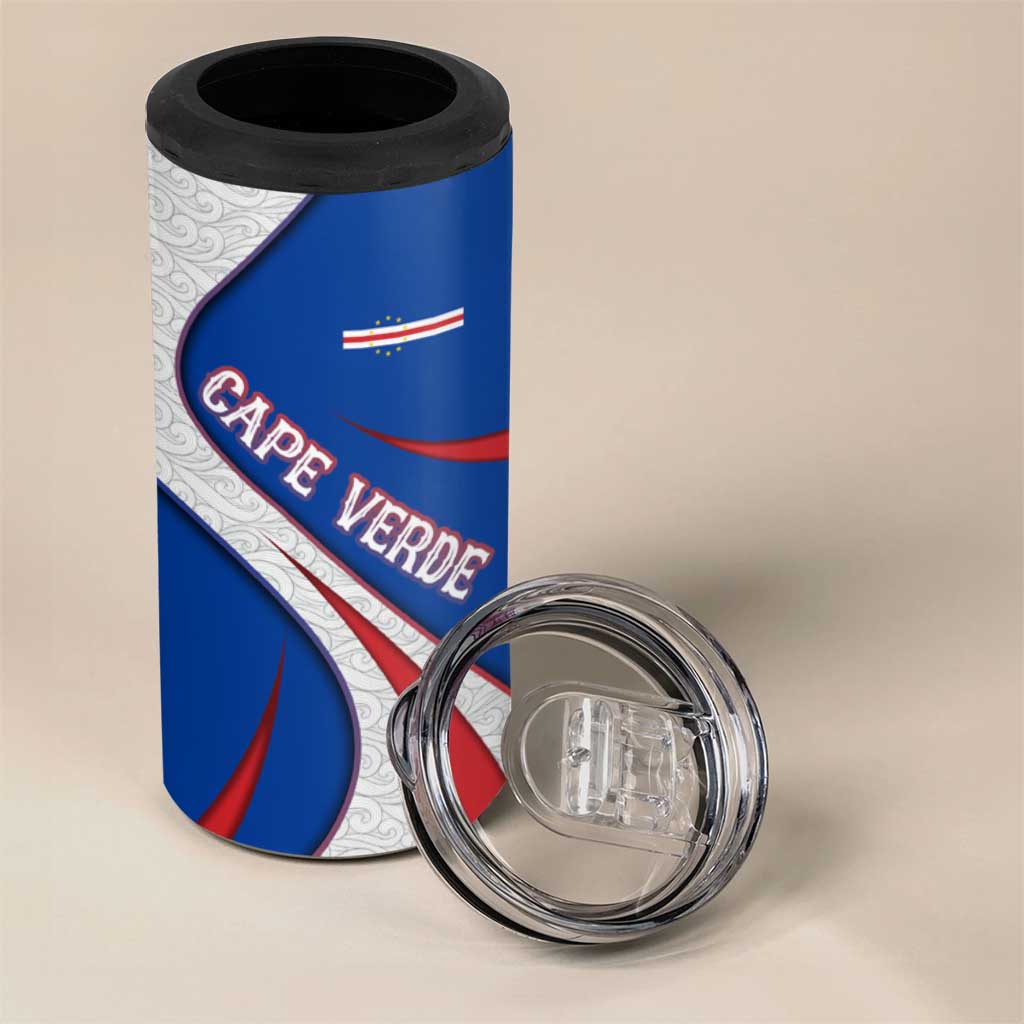 Cape Verde 4 in 1 Can Cooler Tumbler with Blue Red Flag Nós Kretxeu Spirit TS04