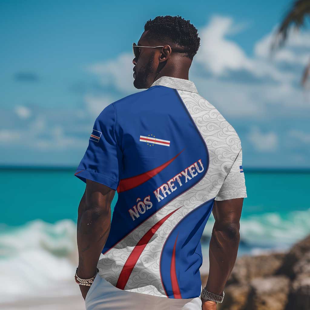 Cape Verde Hawaiian Shirt with Blue Red Flag Nós Kretxeu Spirit TS04