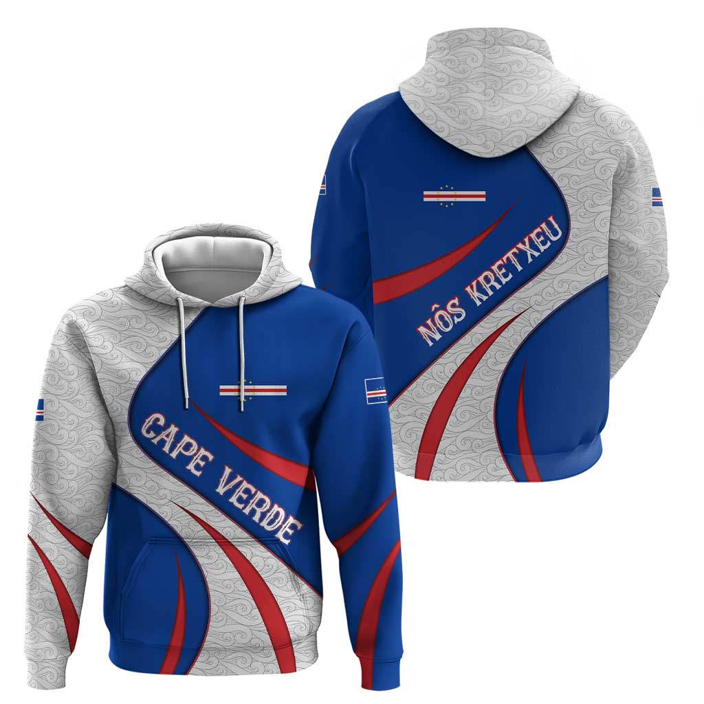 Cape Verde Hoodie with Blue Red Flag Nós Kretxeu Spirit TS04