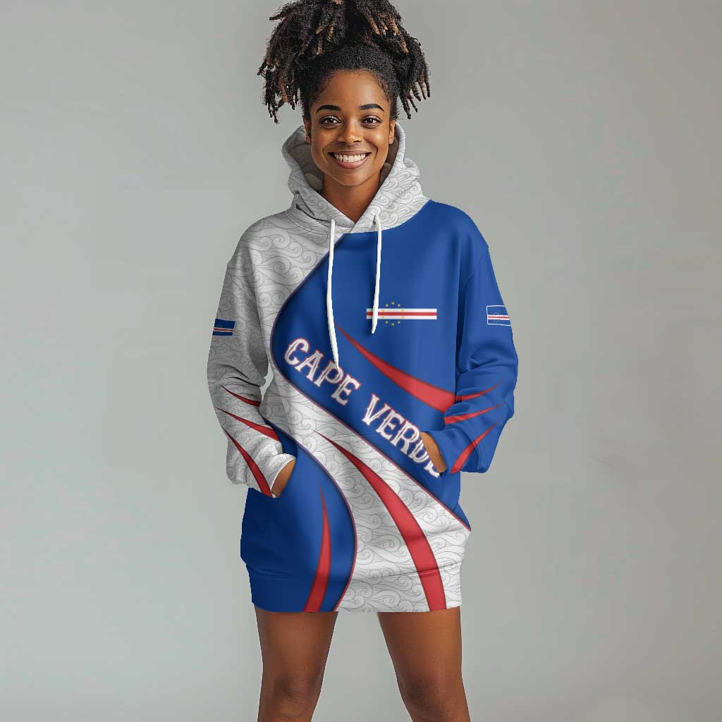 Cape Verde Hoodie Dress with Blue Red Flag Nós Kretxeu Spirit TS04