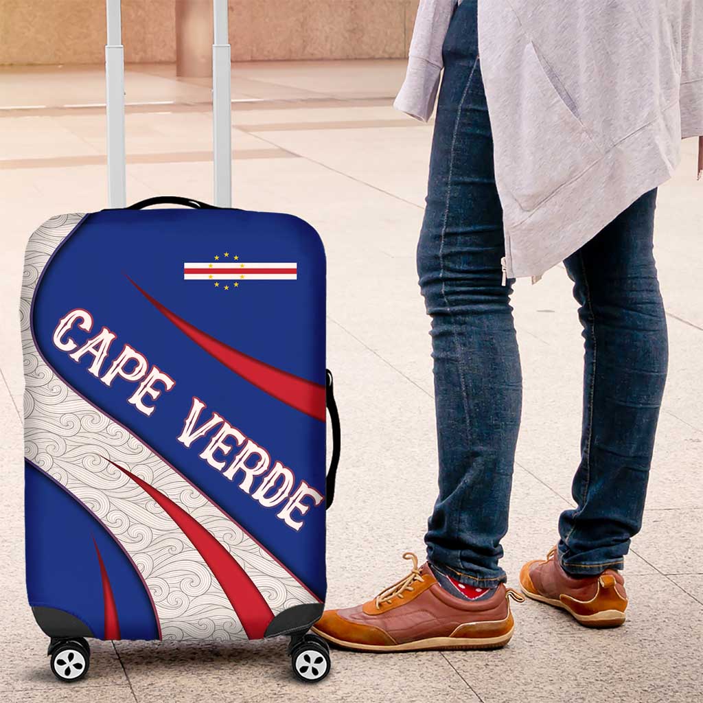 Cape Verde Luggage Cover with Blue Red Flag Nós Kretxeu Spirit TS04