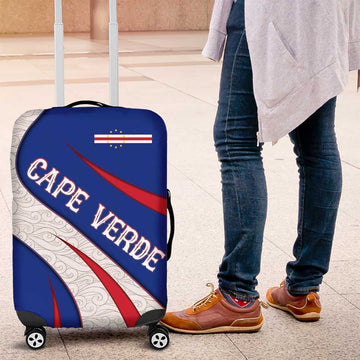 Cape Verde Luggage Cover with Blue Red Flag Nós Kretxeu Spirit TS04