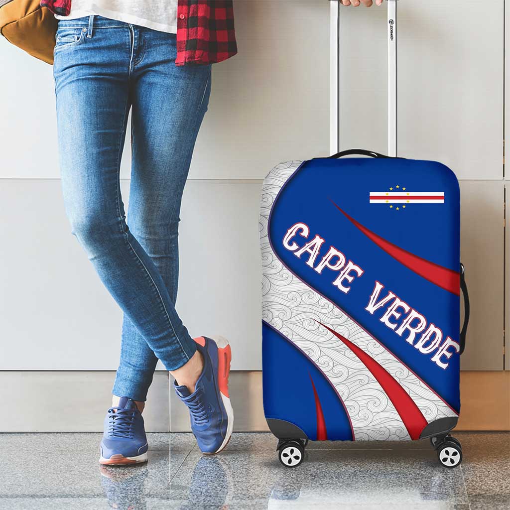 Cape Verde Luggage Cover with Blue Red Flag Nós Kretxeu Spirit TS04