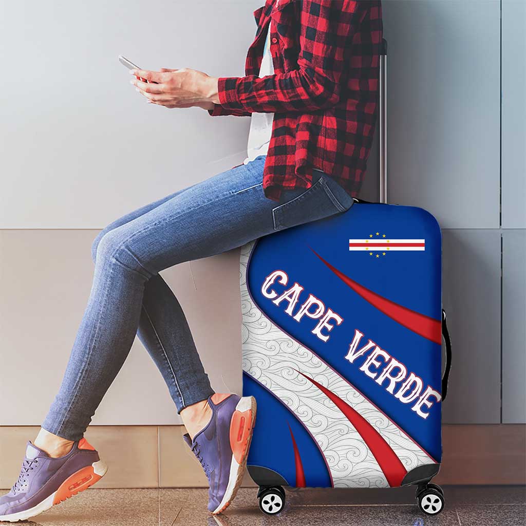Cape Verde Luggage Cover with Blue Red Flag Nós Kretxeu Spirit TS04
