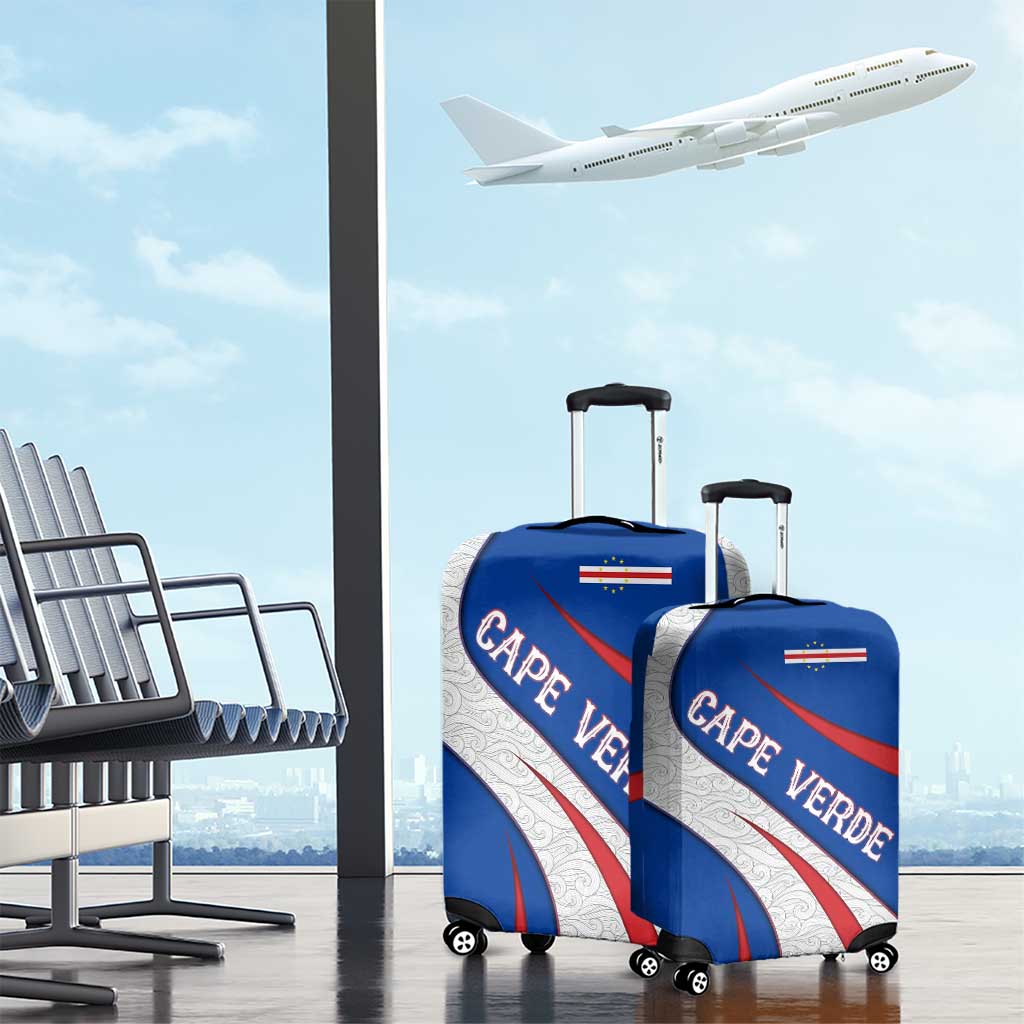 Cape Verde Luggage Cover with Blue Red Flag Nós Kretxeu Spirit TS04