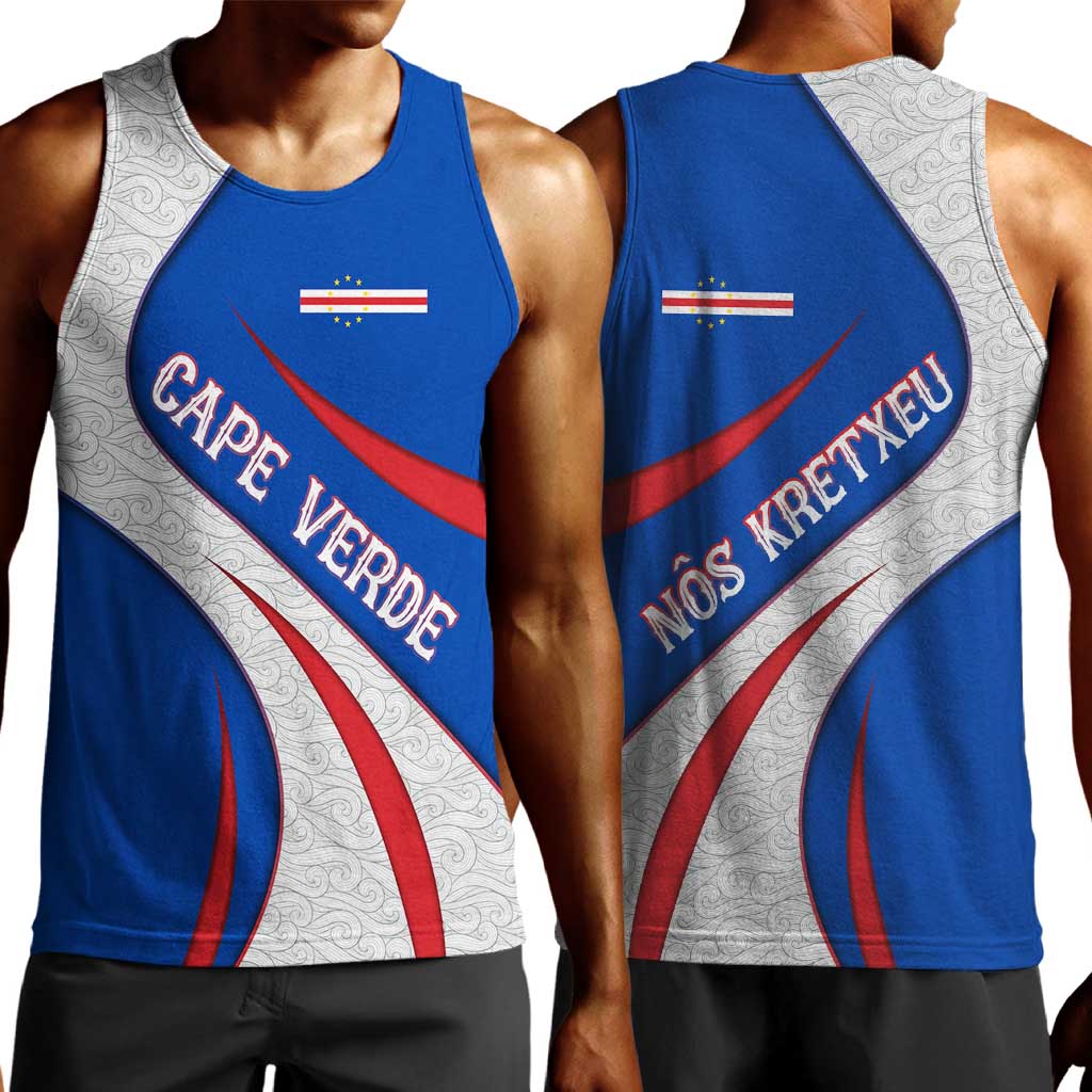 Cape Verde Men Tank Top with Blue Red Flag Nós Kretxeu Spirit TS04