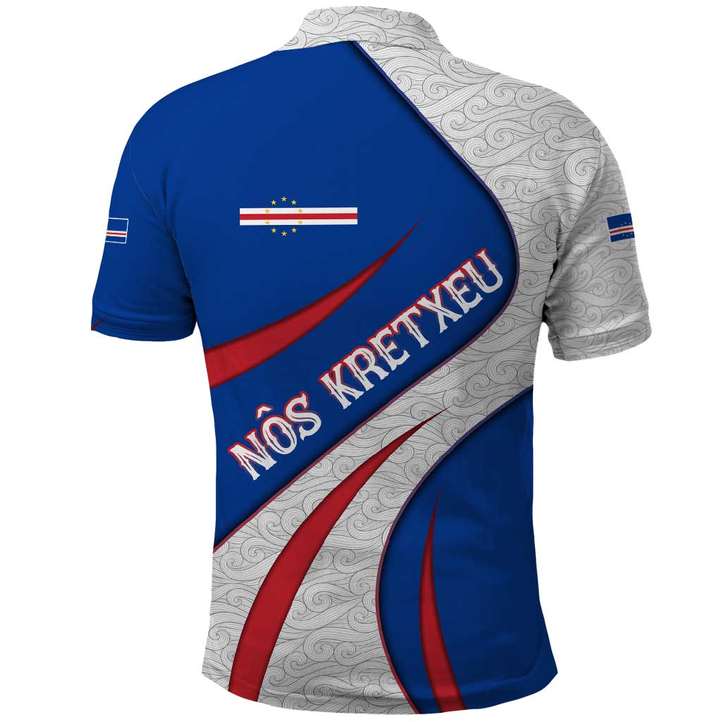 Cape Verde Polo Shirt with Blue Red Flag Nós Kretxeu Spirit TS04