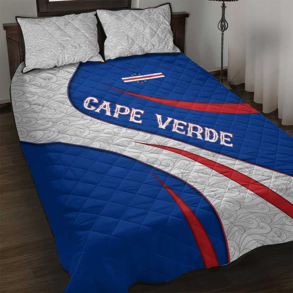 Cape Verde Quilt Bed Set with Blue Red Flag Nós Kretxeu Spirit TS04