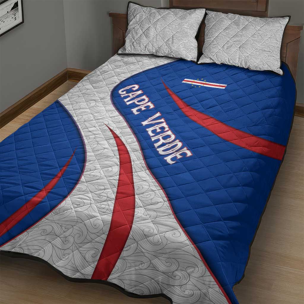 Cape Verde Quilt Bed Set with Blue Red Flag Nós Kretxeu Spirit TS04