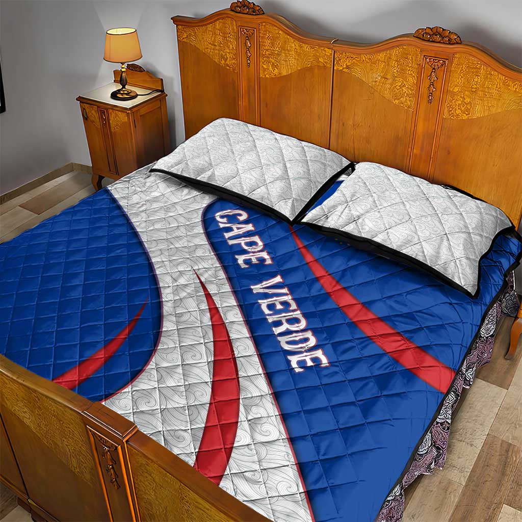 Cape Verde Quilt Bed Set with Blue Red Flag Nós Kretxeu Spirit TS04