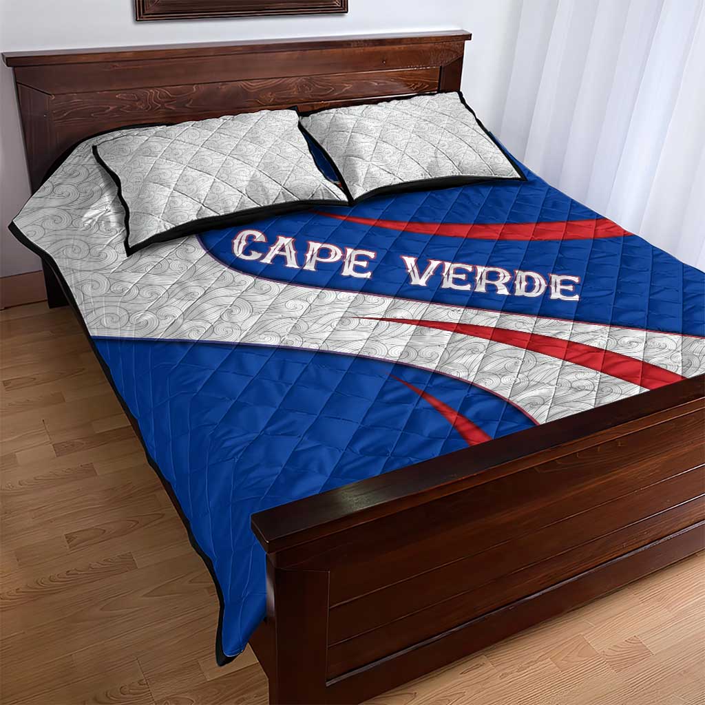 Cape Verde Quilt Bed Set with Blue Red Flag Nós Kretxeu Spirit TS04