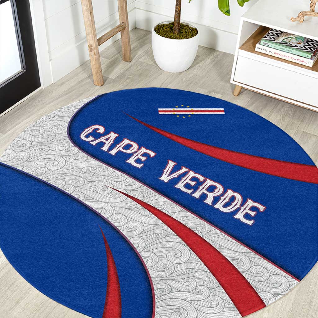 Cape Verde Round Carpet with Blue Red Flag Nós Kretxeu Spirit TS04