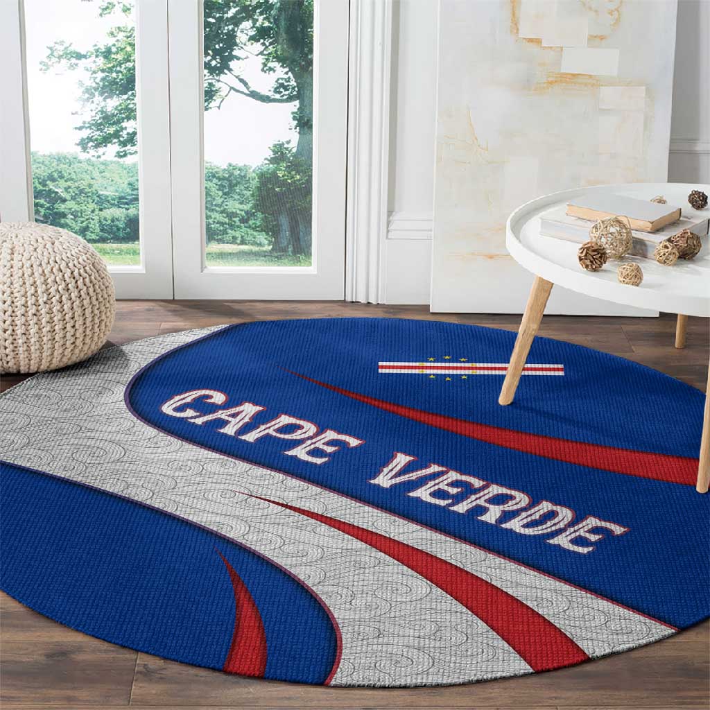 Cape Verde Round Carpet with Blue Red Flag Nós Kretxeu Spirit TS04