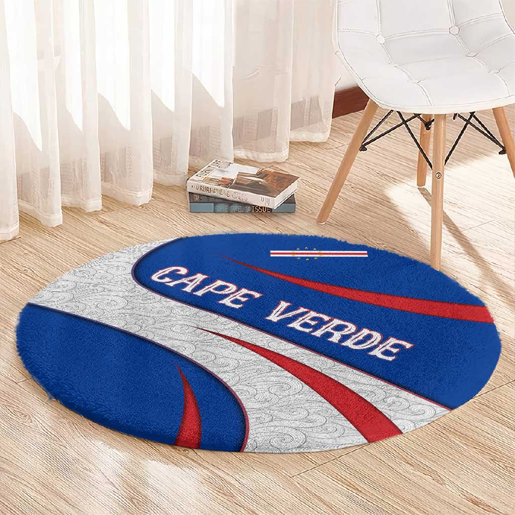 Cape Verde Round Carpet with Blue Red Flag Nós Kretxeu Spirit TS04