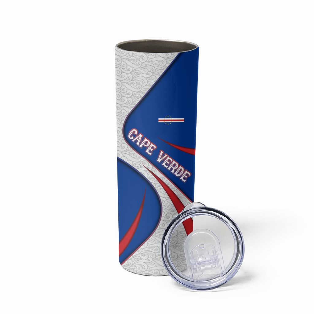Cape Verde Skinny Tumbler with Blue Red Flag Nós Kretxeu Spirit TS04