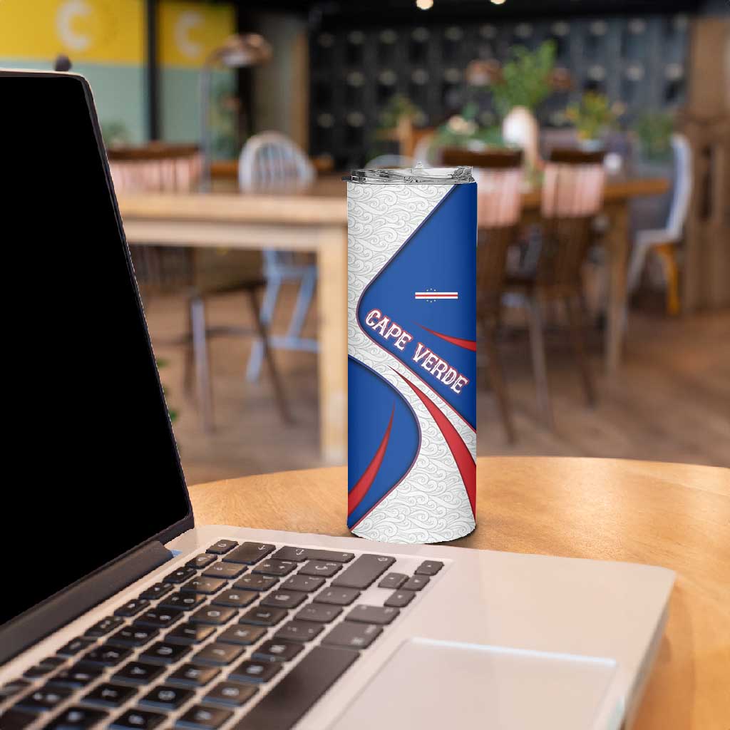 Cape Verde Skinny Tumbler with Blue Red Flag Nós Kretxeu Spirit TS04