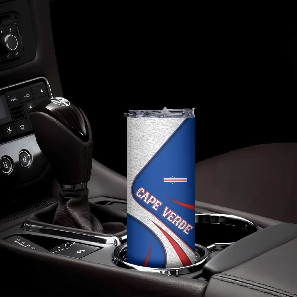 Cape Verde Skinny Tumbler with Blue Red Flag Nós Kretxeu Spirit TS04