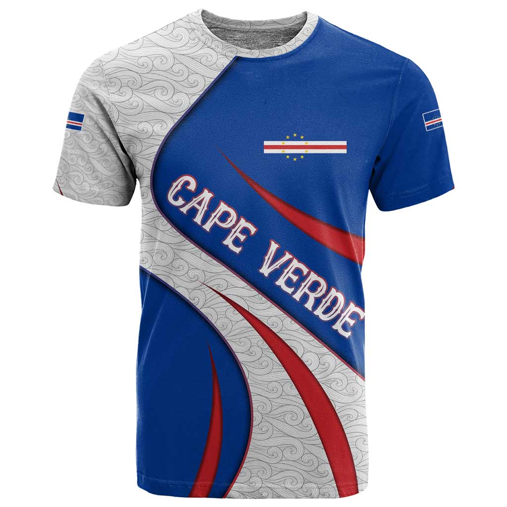 Cape Verde T shirt with Blue Red Flag Nós Kretxeu Spirit TS04