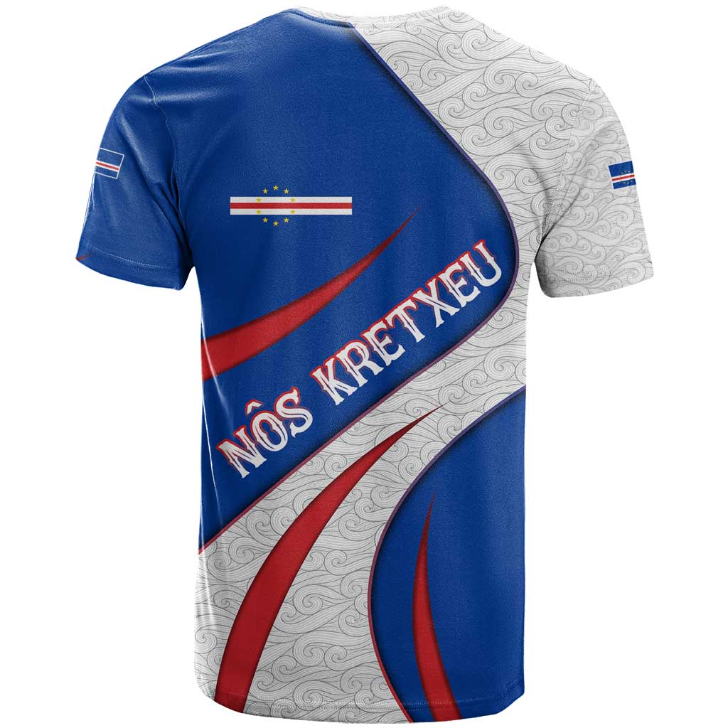 Cape Verde T shirt with Blue Red Flag Nós Kretxeu Spirit TS04