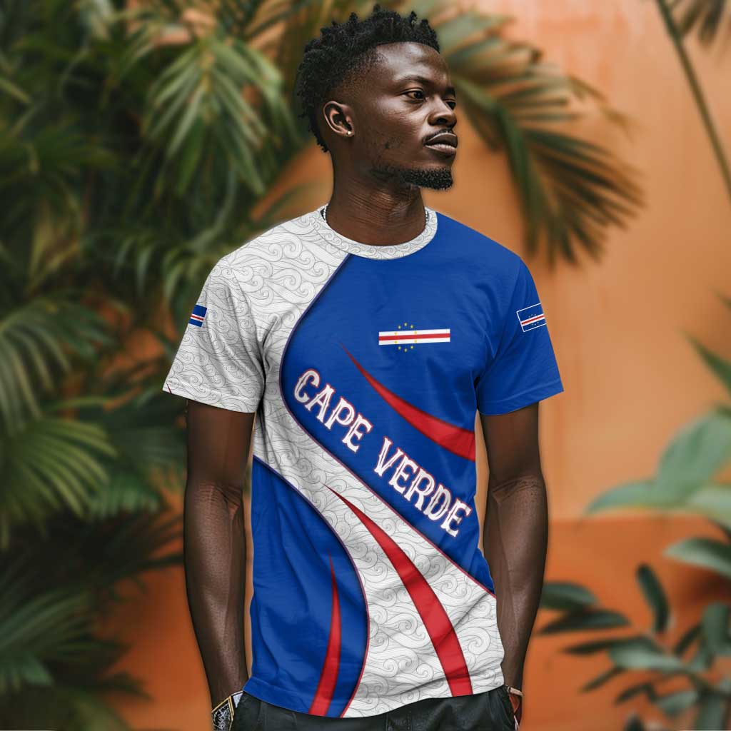 Cape Verde T shirt with Blue Red Flag Nós Kretxeu Spirit TS04