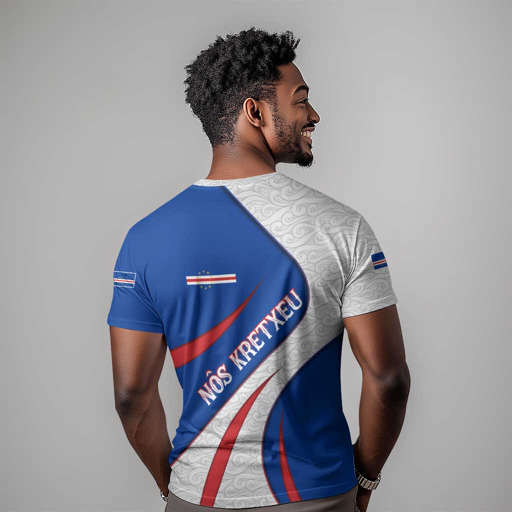 Cape Verde T shirt with Blue Red Flag Nós Kretxeu Spirit TS04