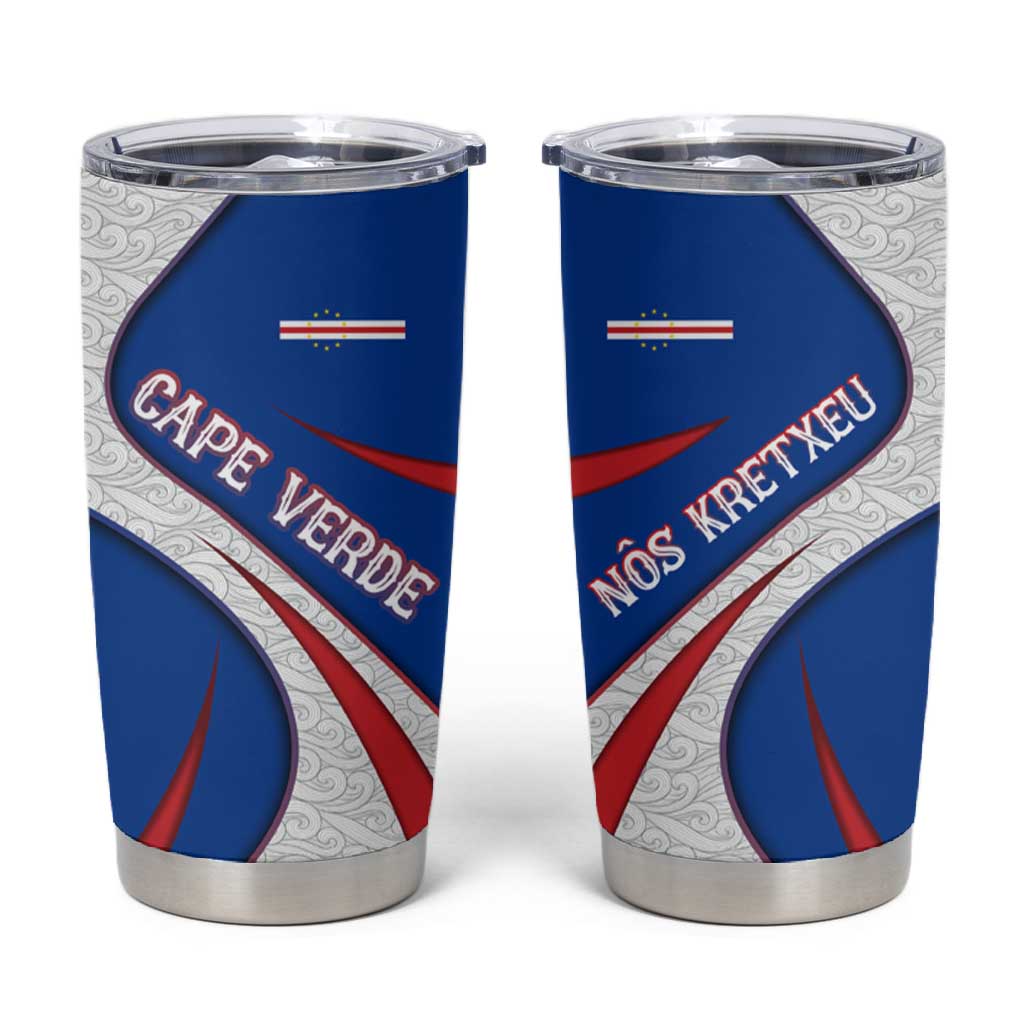 Cape Verde Tumbler Cup with Blue Red Flag Nós Kretxeu Spirit TS04