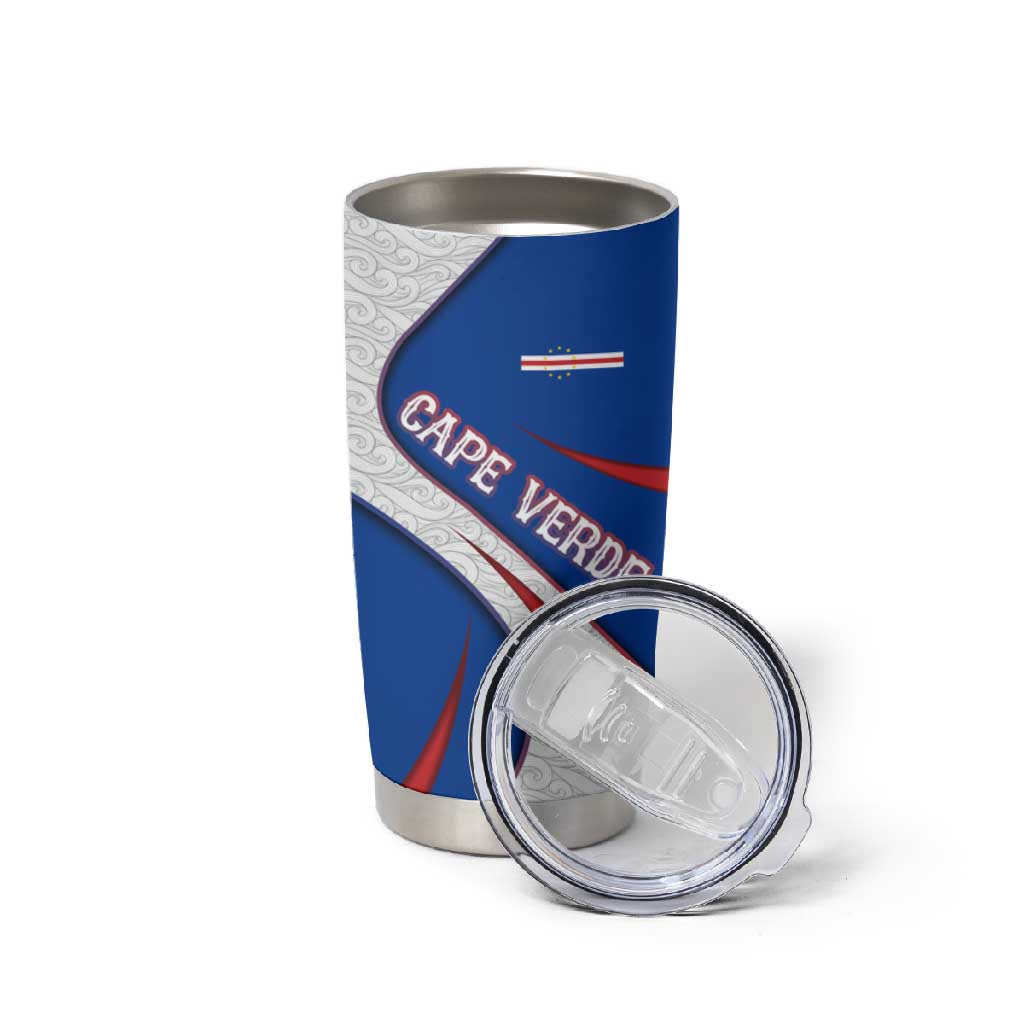 Cape Verde Tumbler Cup with Blue Red Flag Nós Kretxeu Spirit TS04
