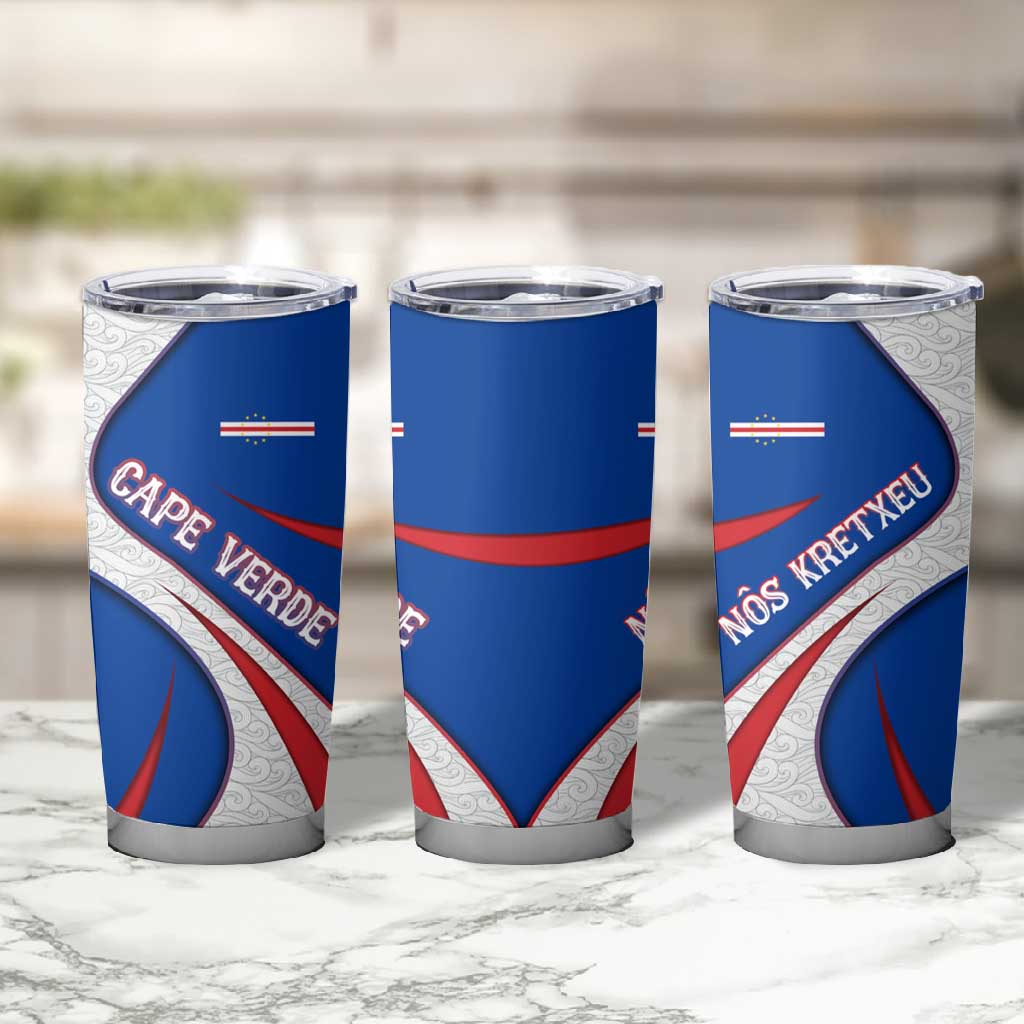 Cape Verde Tumbler Cup with Blue Red Flag Nós Kretxeu Spirit TS04