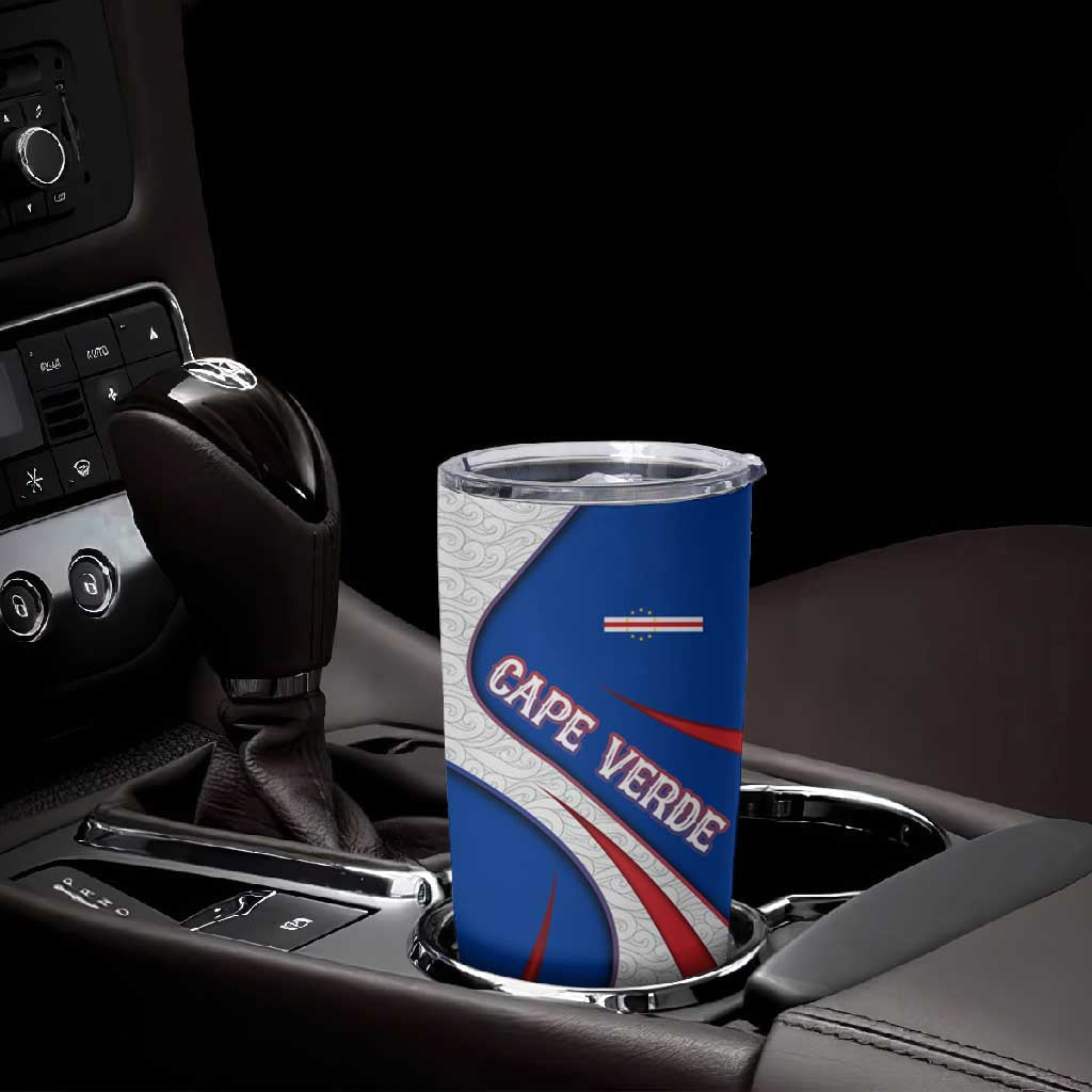 Cape Verde Tumbler Cup with Blue Red Flag Nós Kretxeu Spirit TS04
