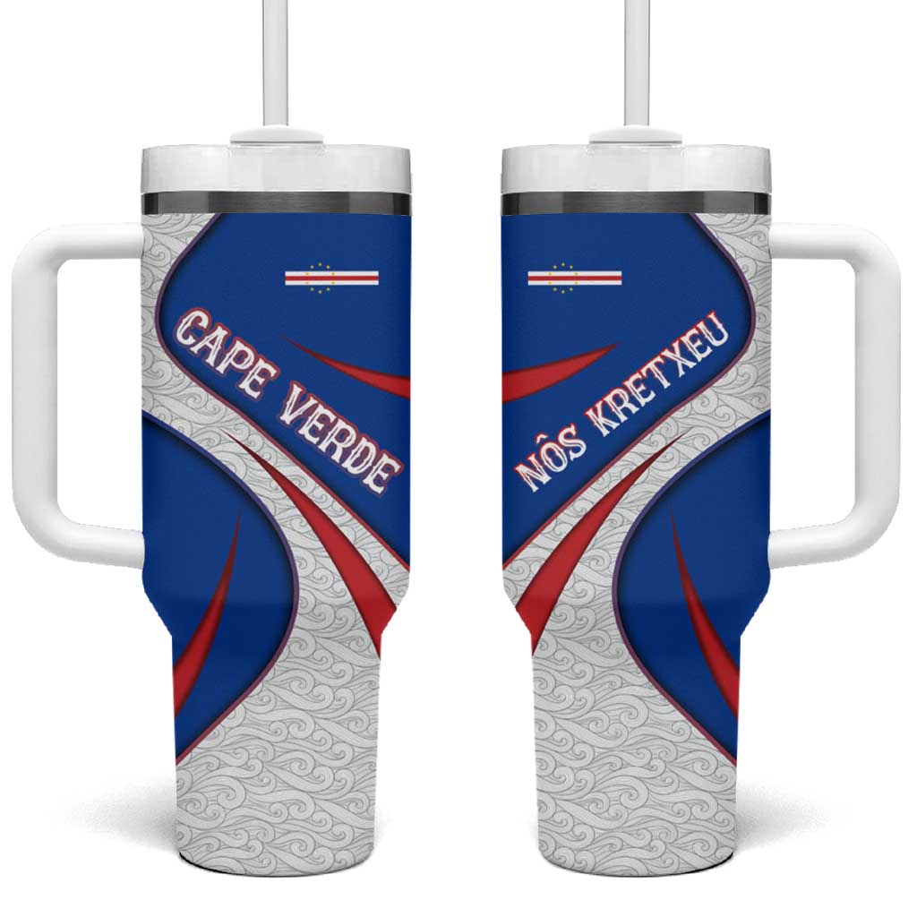 Cape Verde Tumbler With Handle with Blue Red Flag Nós Kretxeu Spirit TS04