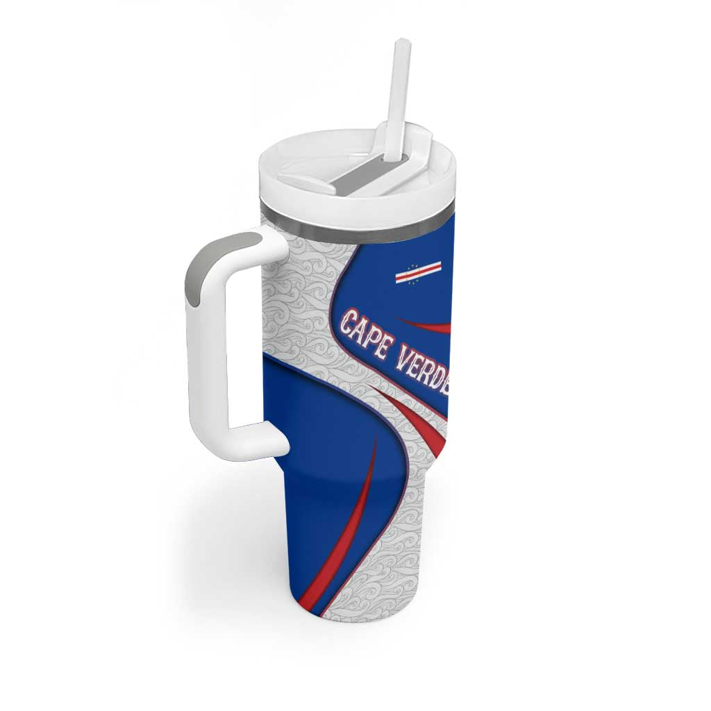 Cape Verde Tumbler With Handle with Blue Red Flag Nós Kretxeu Spirit TS04