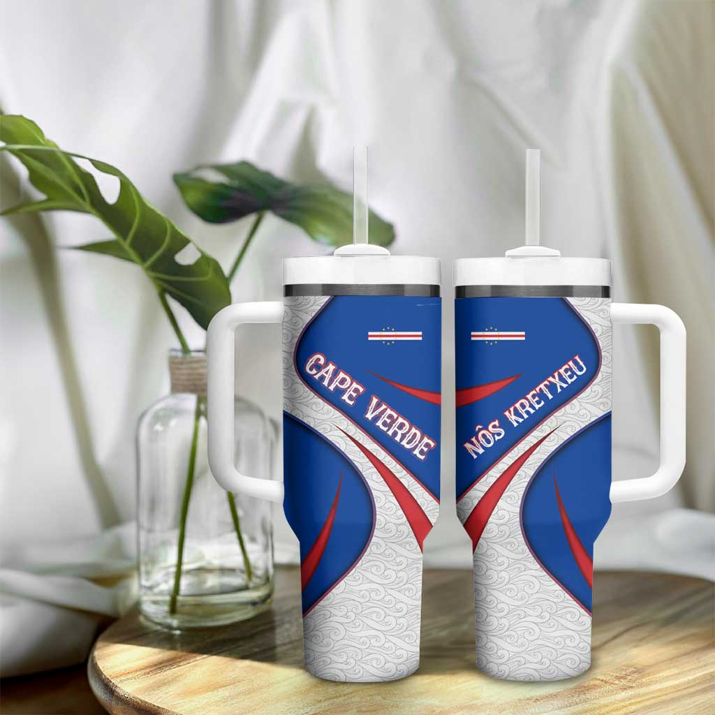 Cape Verde Tumbler With Handle with Blue Red Flag Nós Kretxeu Spirit TS04