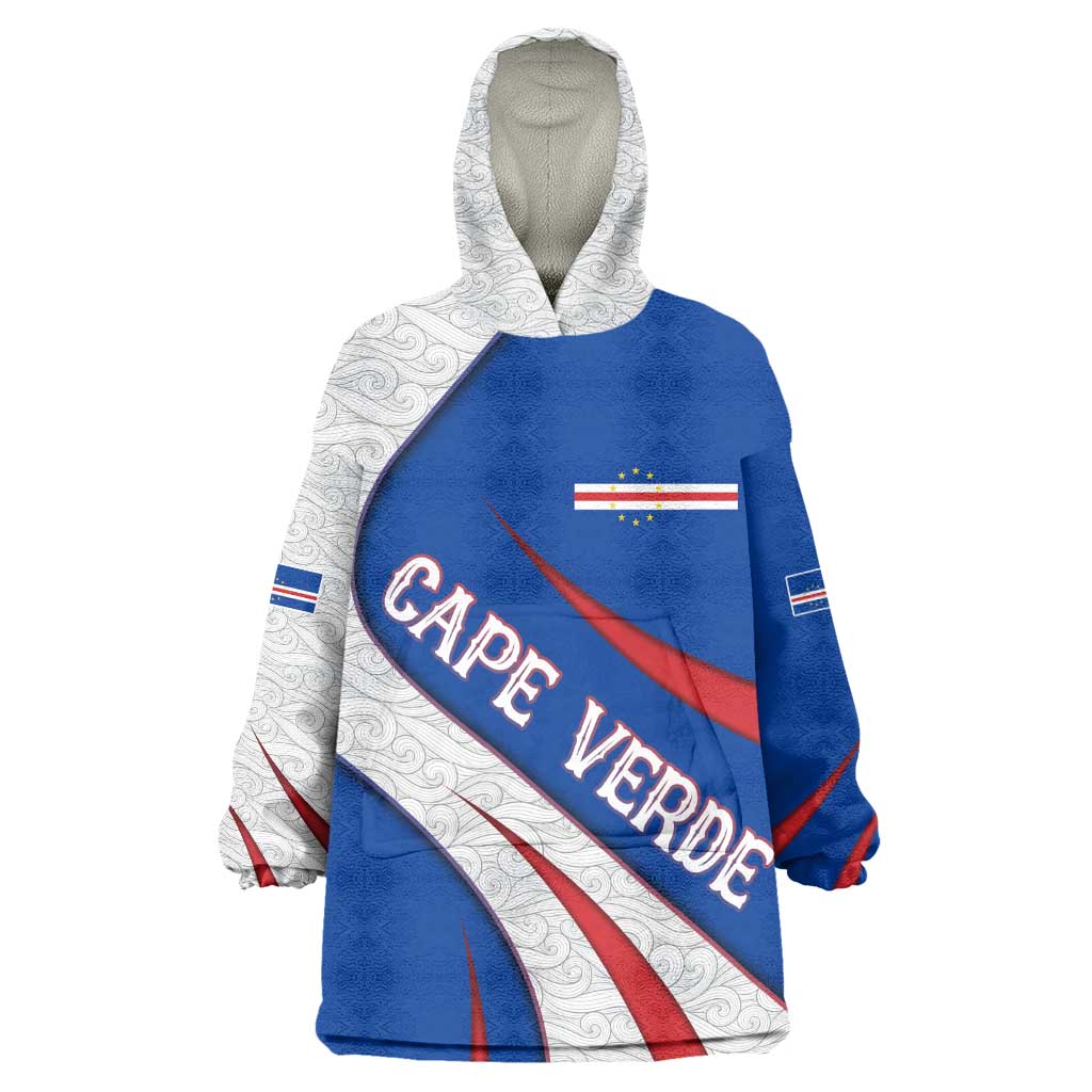 Cape Verde Wearable Blanket Hoodie with Blue Red Flag Nós Kretxeu Spirit TS04