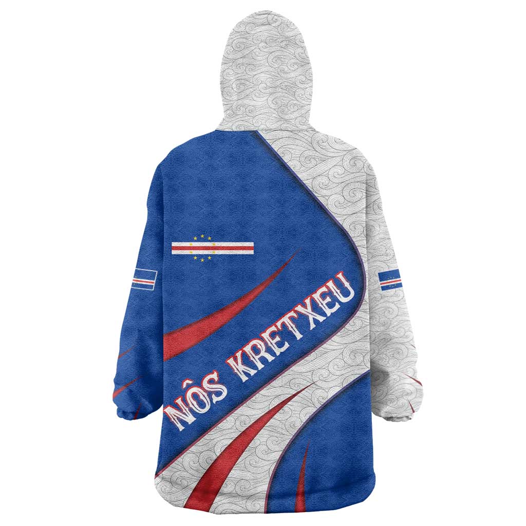 Cape Verde Wearable Blanket Hoodie with Blue Red Flag Nós Kretxeu Spirit TS04