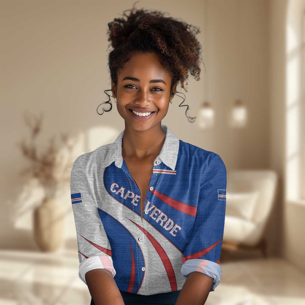Cape Verde Women Casual Shirt with Blue Red Flag Nós Kretxeu Spirit TS04