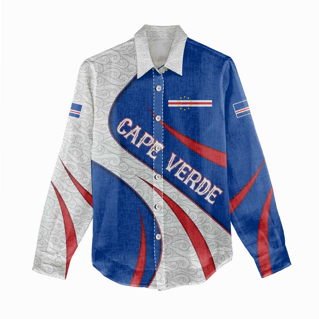 Cape Verde Women Casual Shirt with Blue Red Flag Nós Kretxeu Spirit TS04