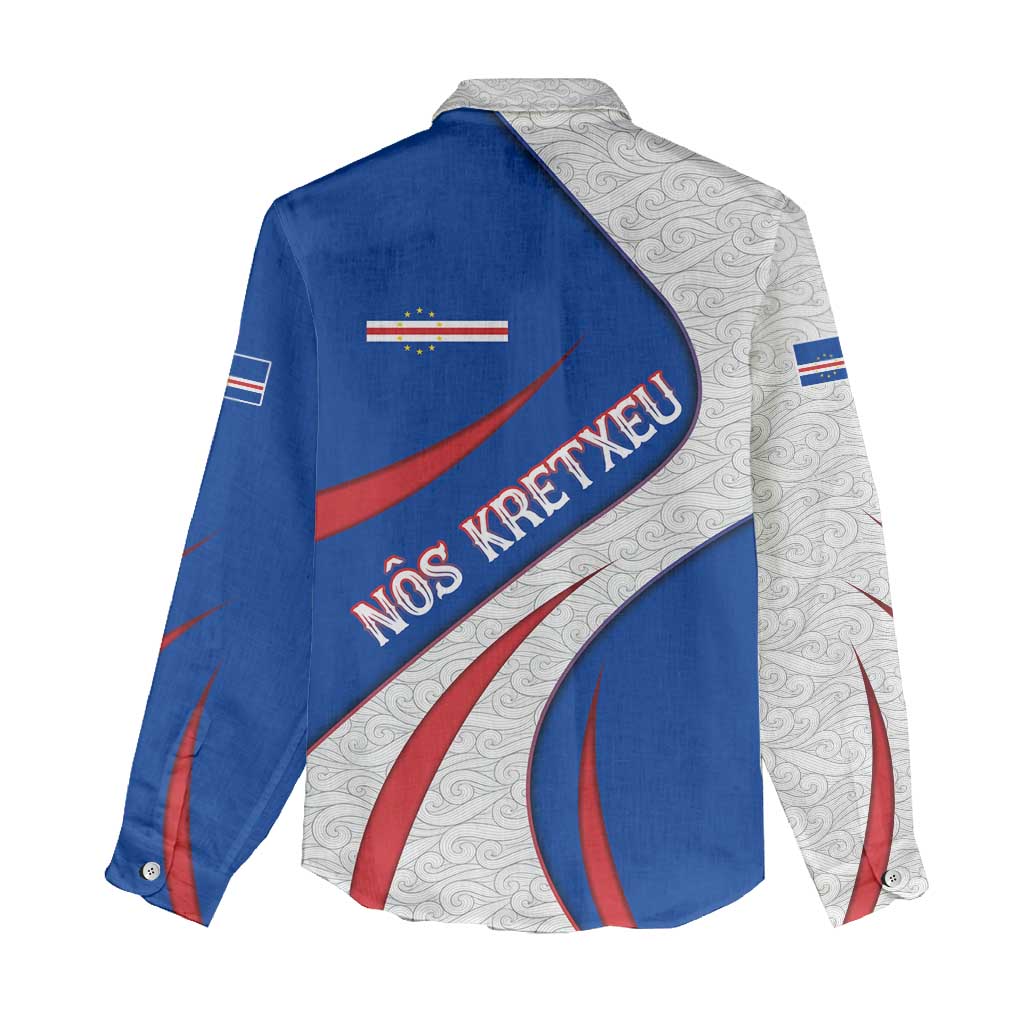 Cape Verde Women Casual Shirt with Blue Red Flag Nós Kretxeu Spirit TS04