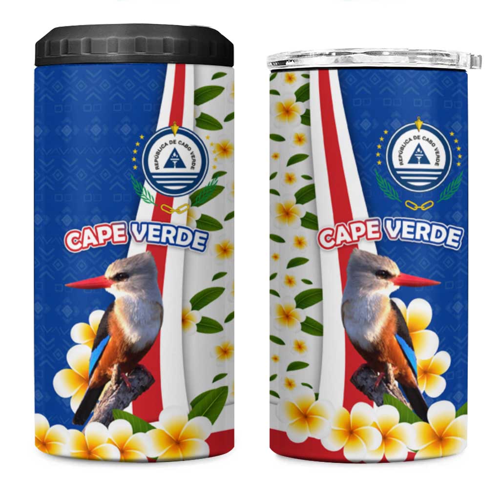 Cape Verde 4 in 1 Can Cooler Tumbler Kingfisher Bird Floral Flag Spirit TS04