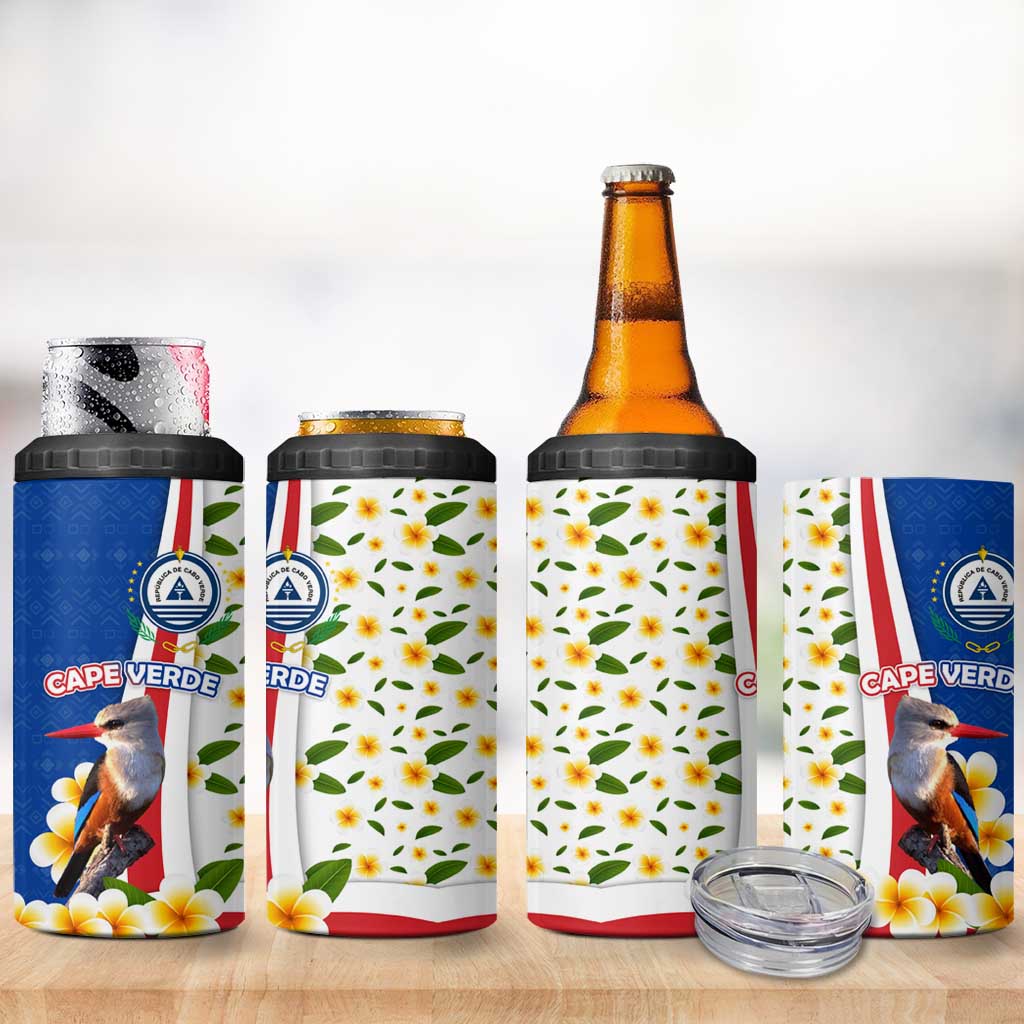 Cape Verde 4 in 1 Can Cooler Tumbler Kingfisher Bird Floral Flag Spirit TS04