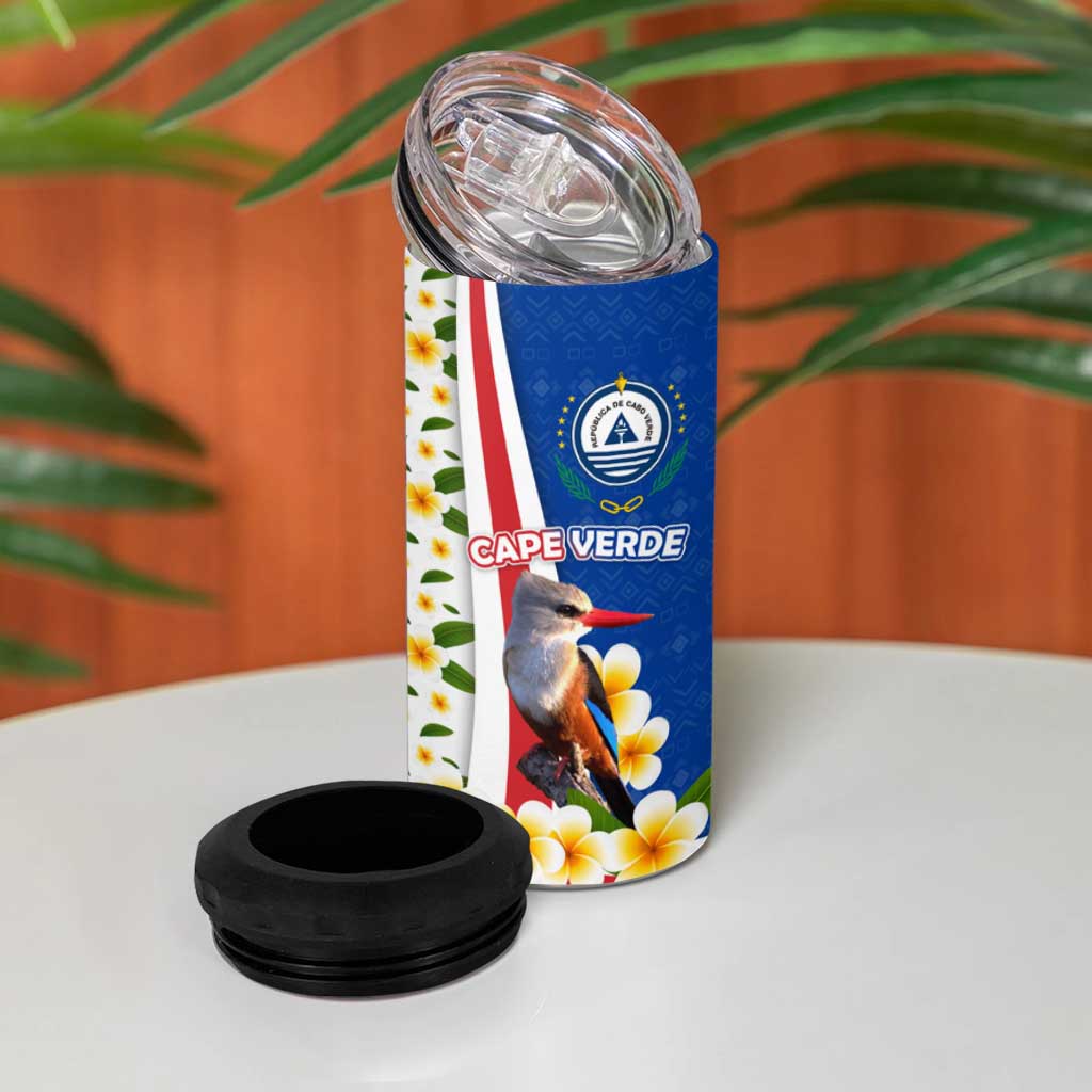 Cape Verde 4 in 1 Can Cooler Tumbler Kingfisher Bird Floral Flag Spirit TS04